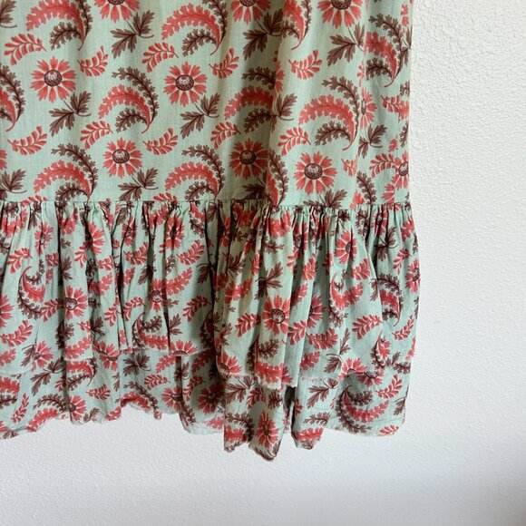 Machka Dress 38 US 8 Floral Babydoll Midi Spaghetti Strap Ruffle Hem Boho - Picture 8 of 12